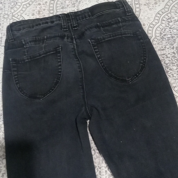 black slightly distressed skinny jeans - Picture 6 of 13